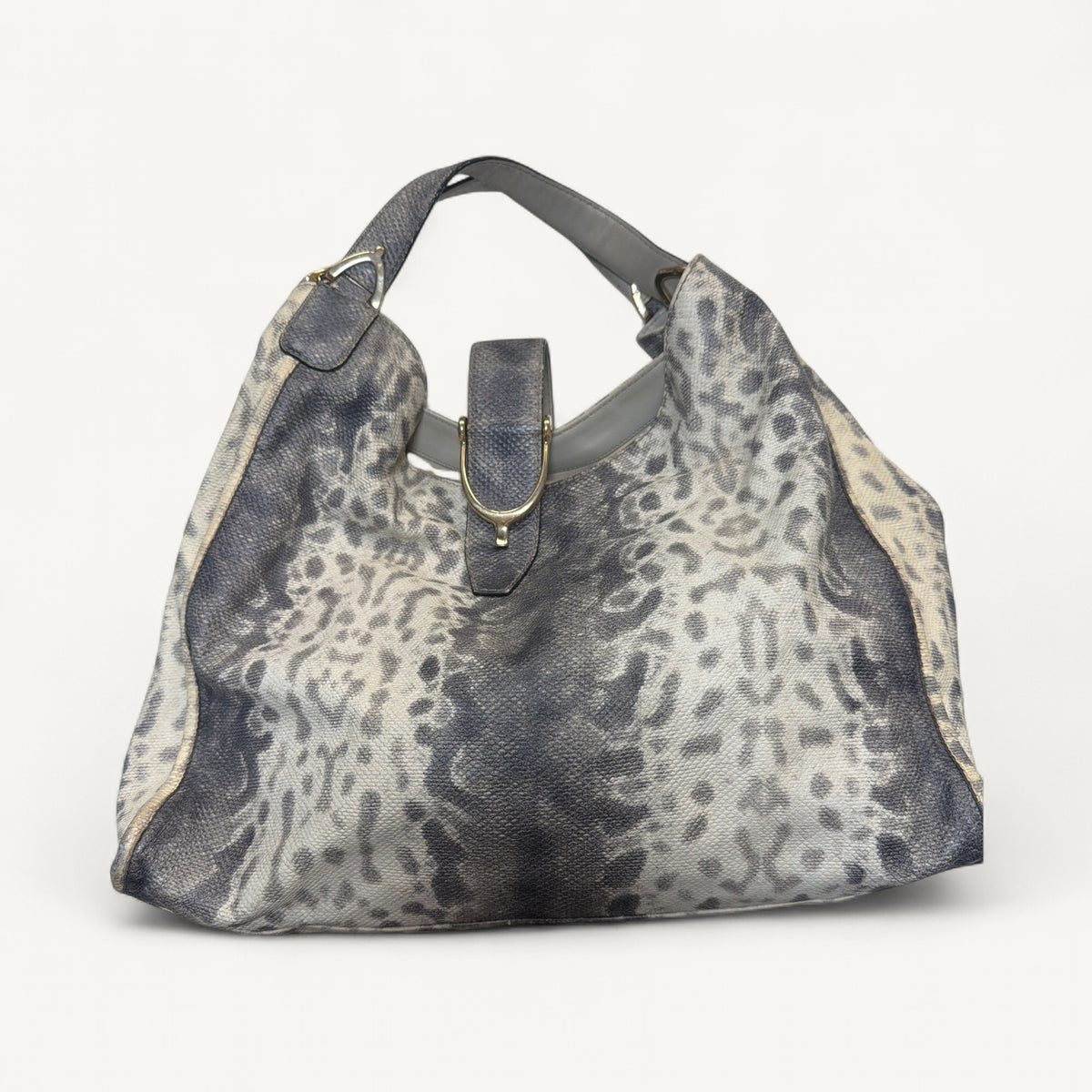 Gucci Soft Strirup Phyton Tote in Gray