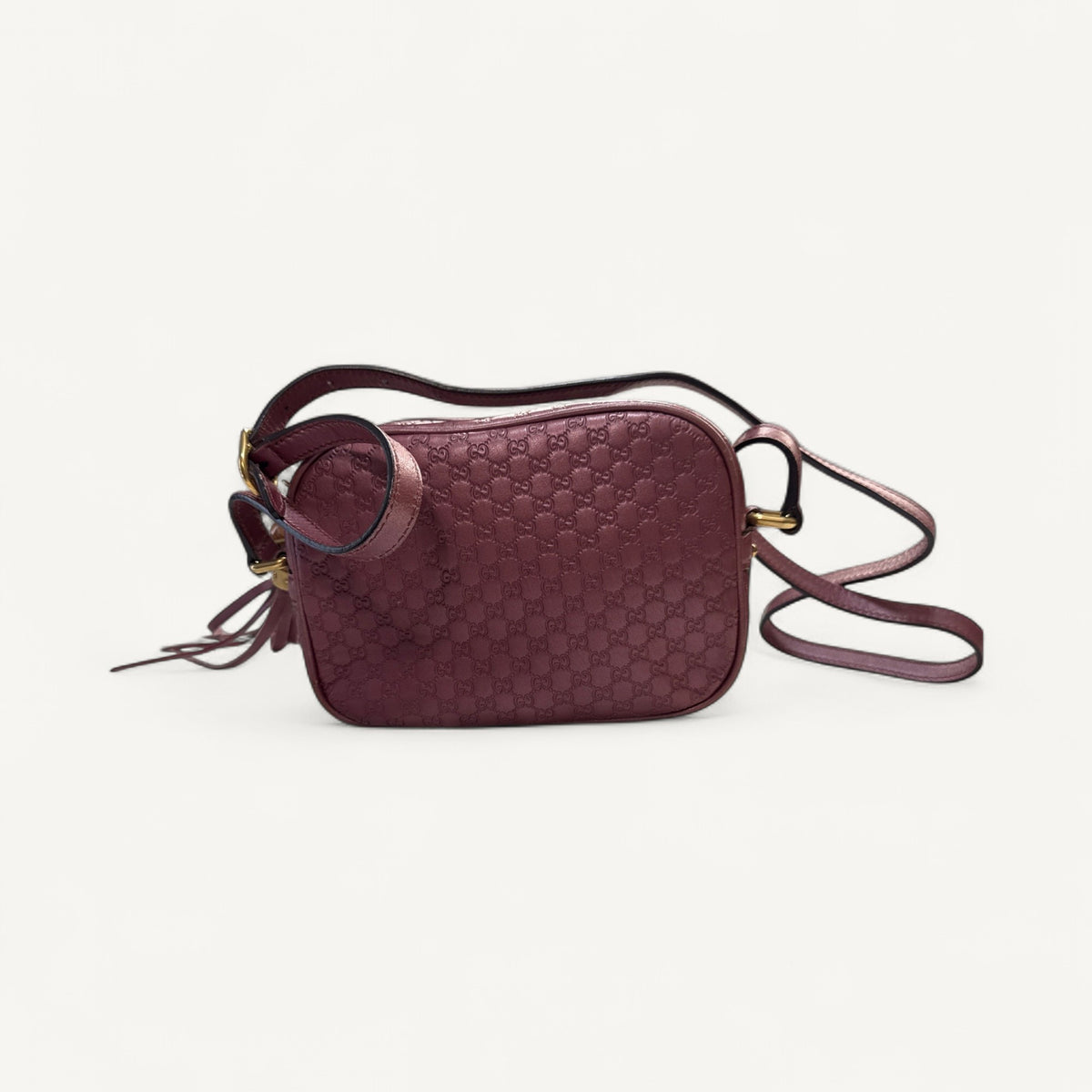 Gucci Guccissima Bree Camera Crossbody Bag in Metallic Pink