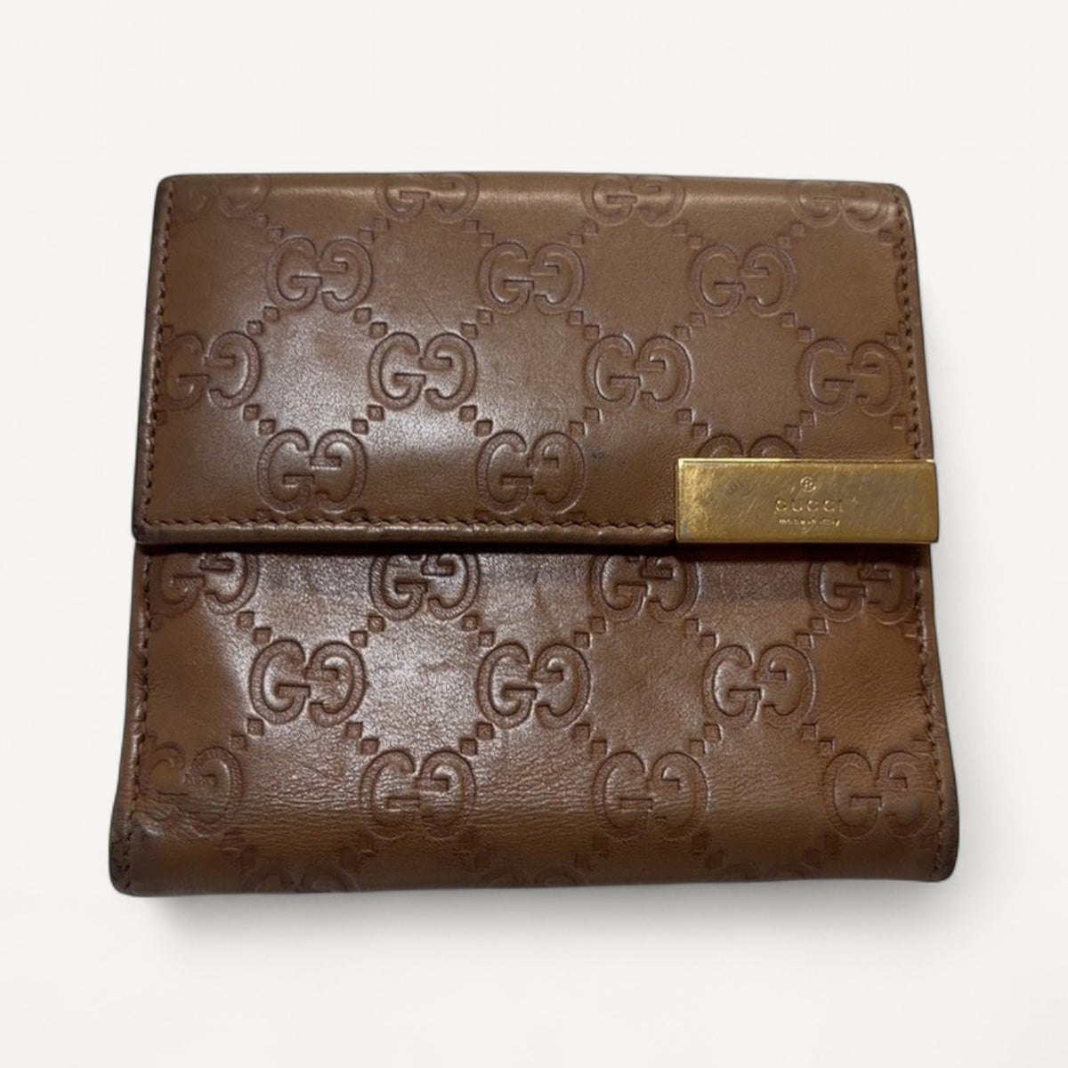 Gucci Guccissima Trifold Wallet in Brown