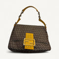 Fendi Zucca Shoulder Bag in Brown & Yellow