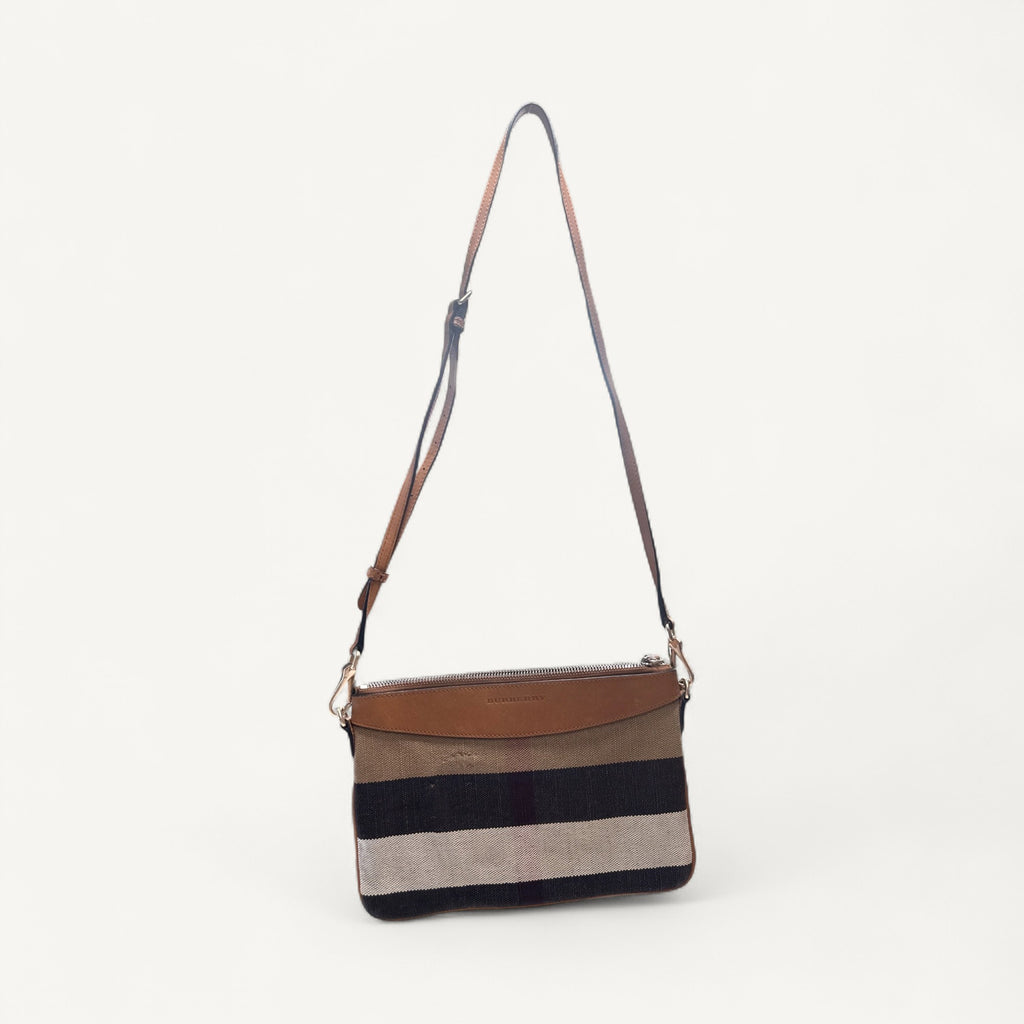 Burberry House Check Canvas Crossbody Bag in Brown