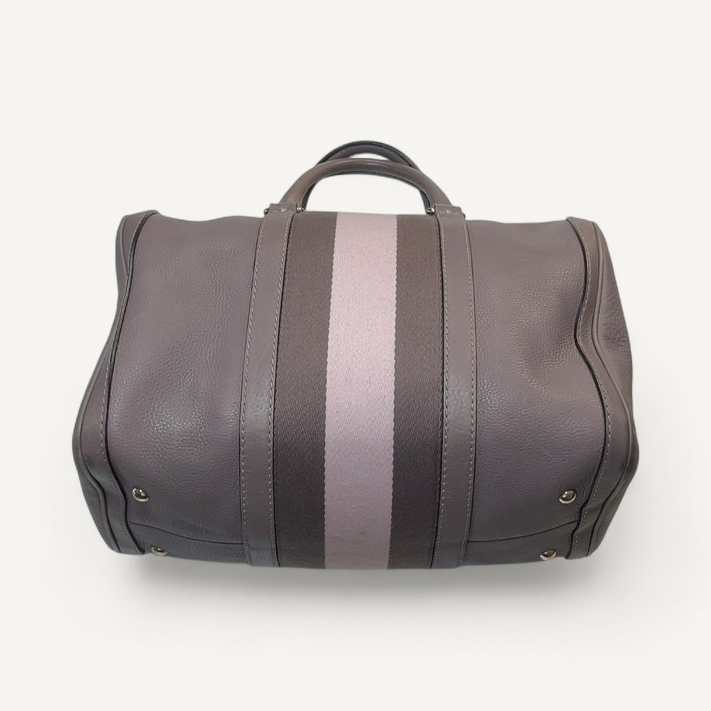 Gucci Web Stripe Boston Bowler Bag in Gray