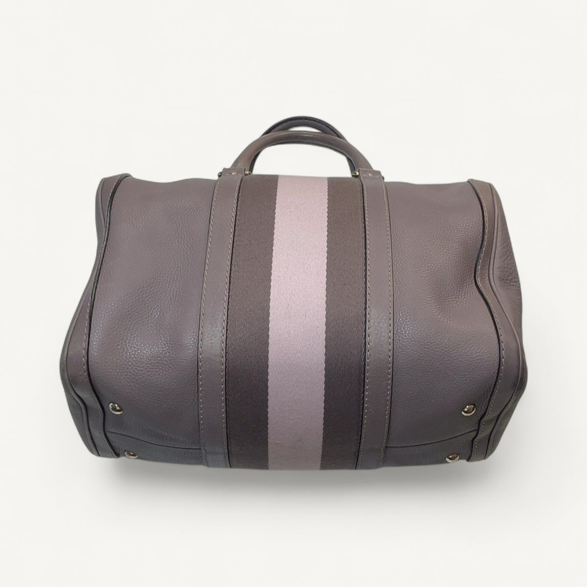 Gucci Web Stripe Boston Bowler Bag in Gray