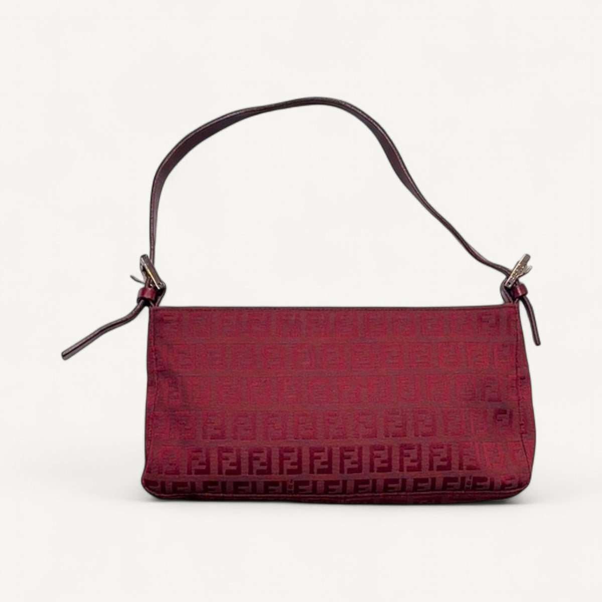 Fendi Zucca Canvas Pochette Shoulder Bag in Red