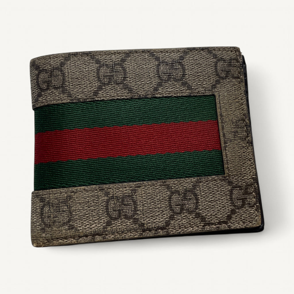 Gucci GG Supreme Web Bifold Wallet in Brown