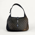 Gucci Monogram Canvas Jackie Lock Hobo Shoulder in Black