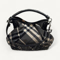 Burberry Check Studded Hobo in Black