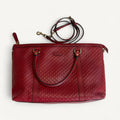 Gucci Guccissima Zipper Shopper Tote Monogram Crossbody in Red