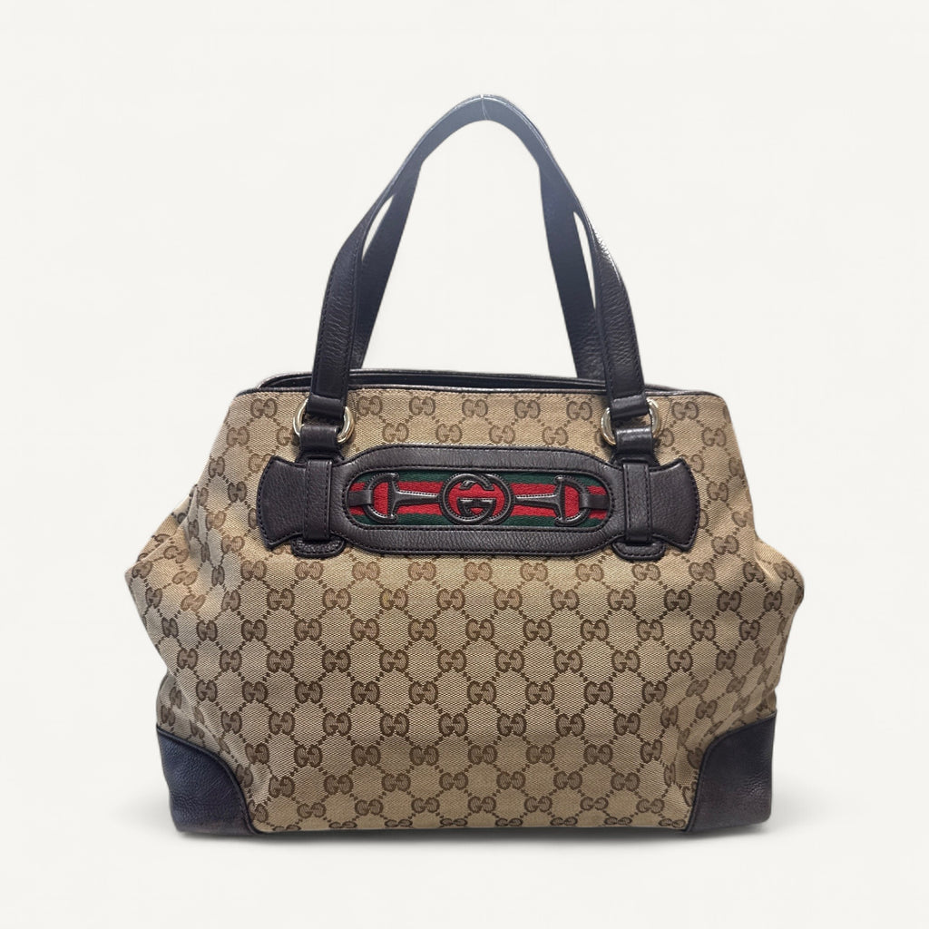 Gucci GG Canvas Tote in Dark Brown