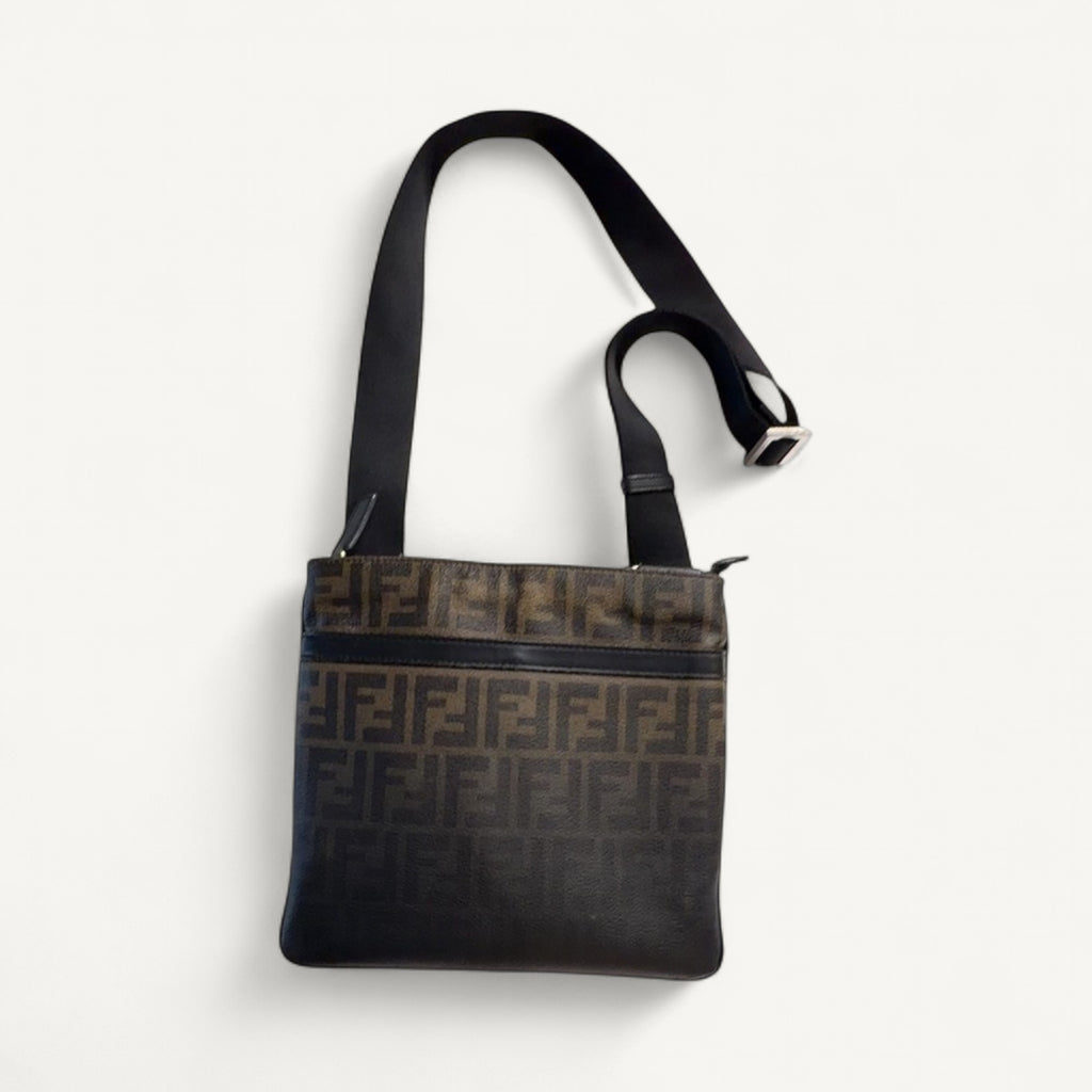 Fendi Spalmati Messenger Ombre Crossbody in Brown