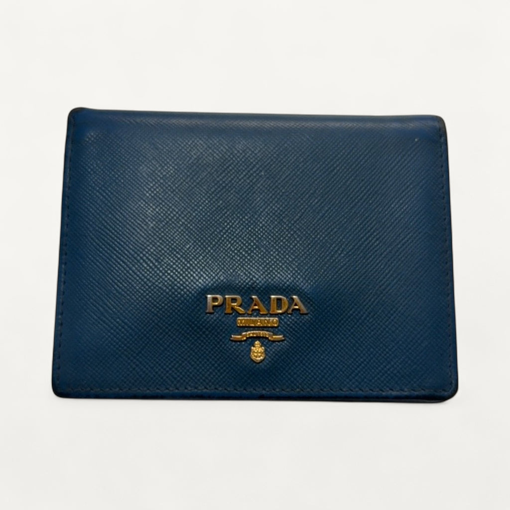 Prada Saffiano Card Wallet in Blue