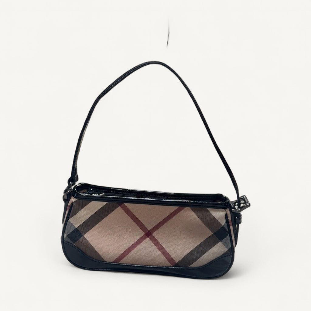 Burberry Novacheck Pochette Hobo Bag in Black