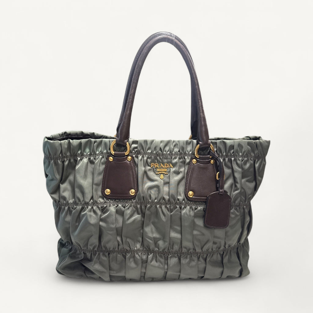 Prada Tessuto Gaufre Tote in Green
