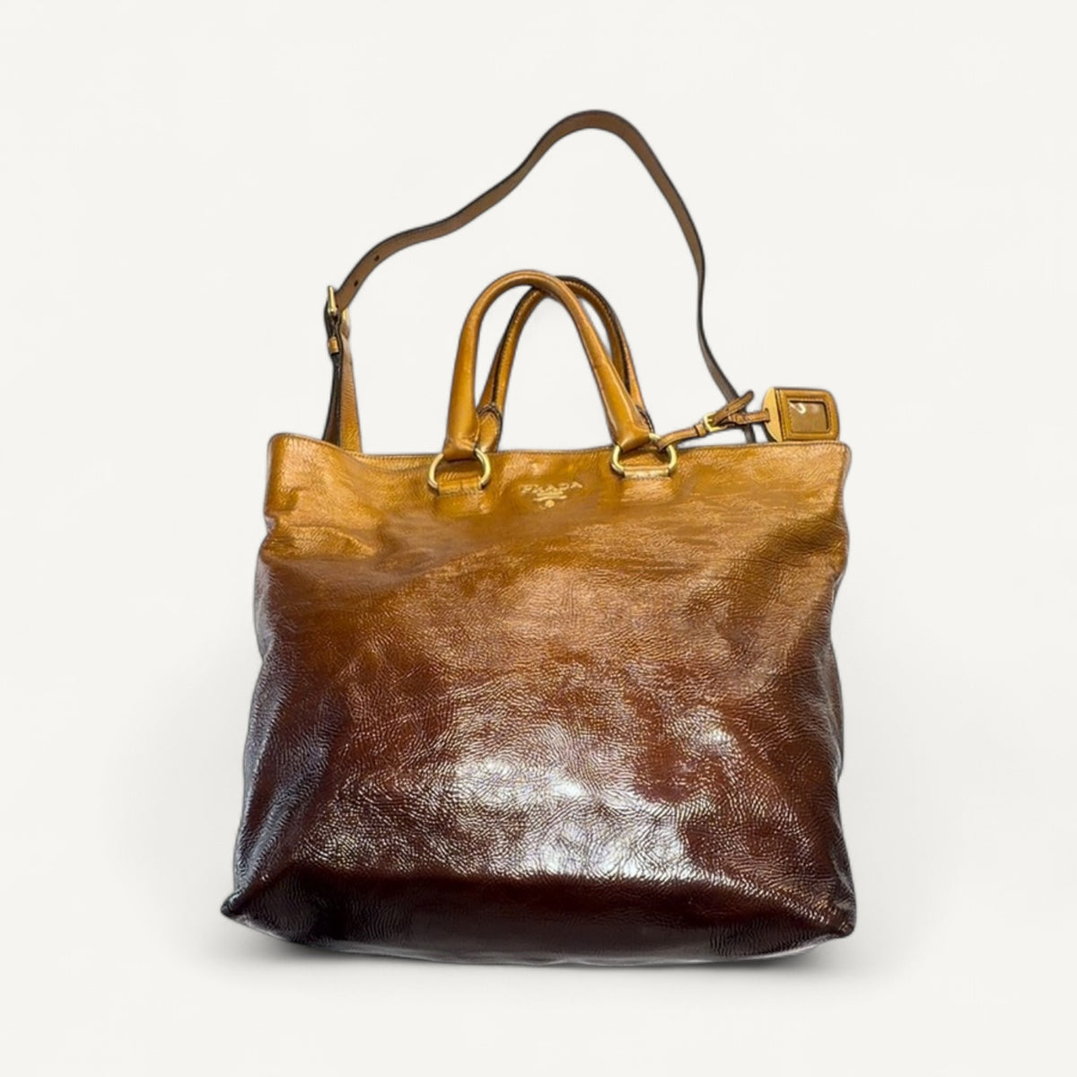 Prada Vitello Shine Convertible Messenger Ombre Messenger Bag in Brown