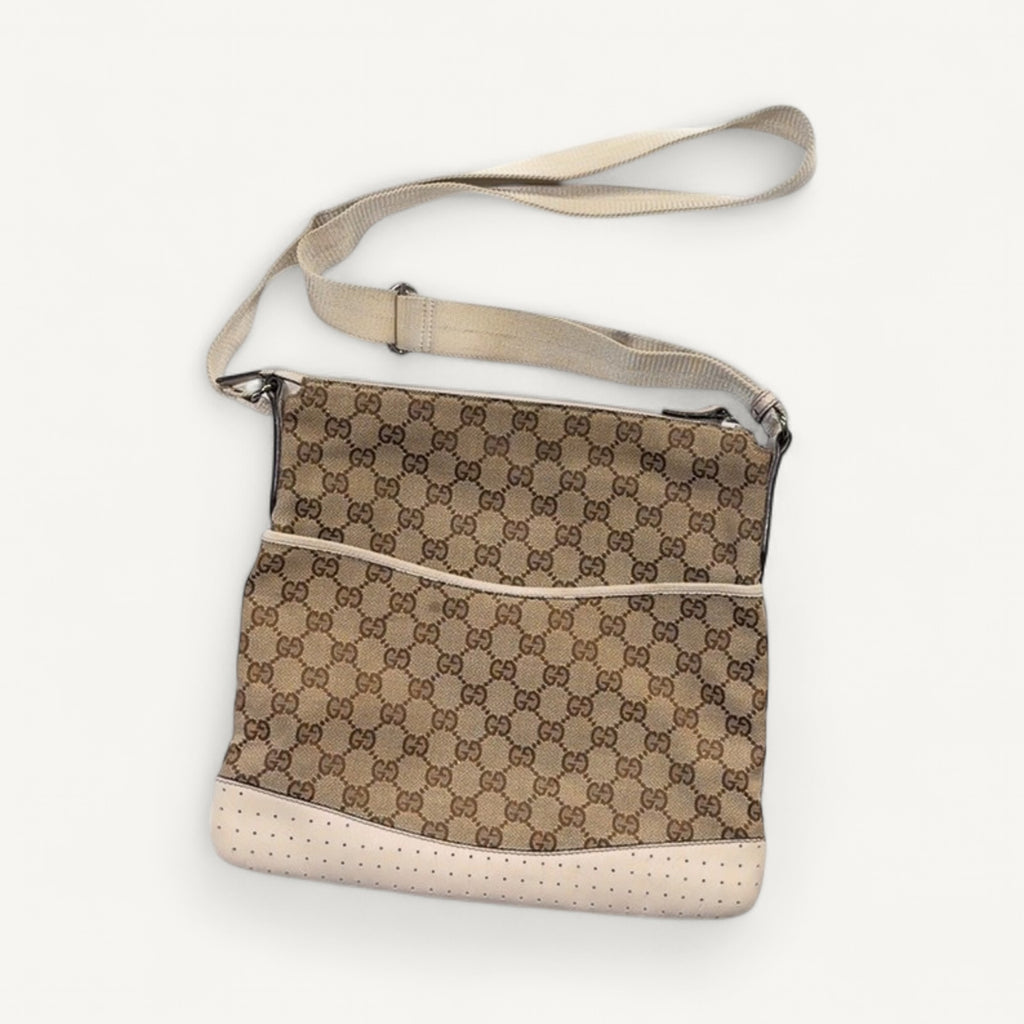 Gucci GG Canvas Crossbody in White & Brown