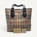 Burberry Haymarket Check Tote in Dark Brown