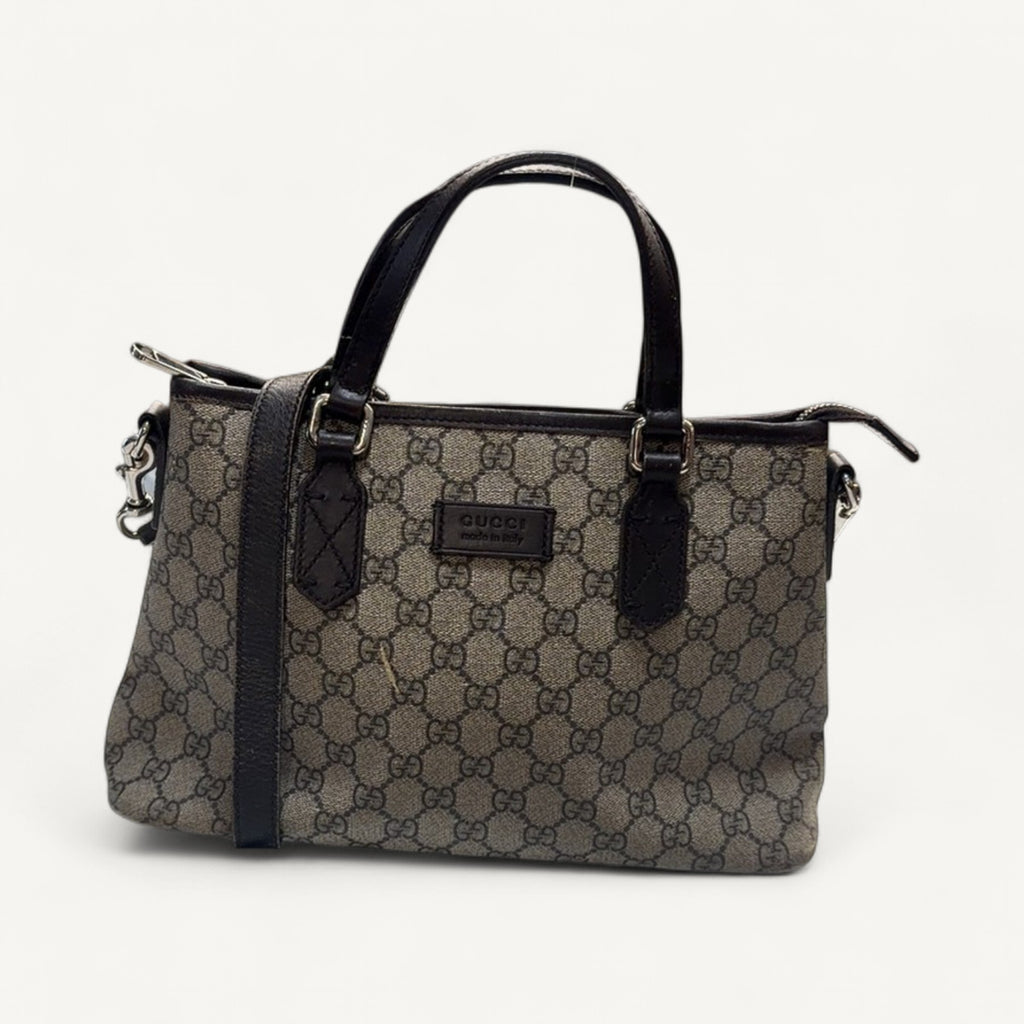 Gucci Supreme Convertible Tote Messenger in Dark Brown