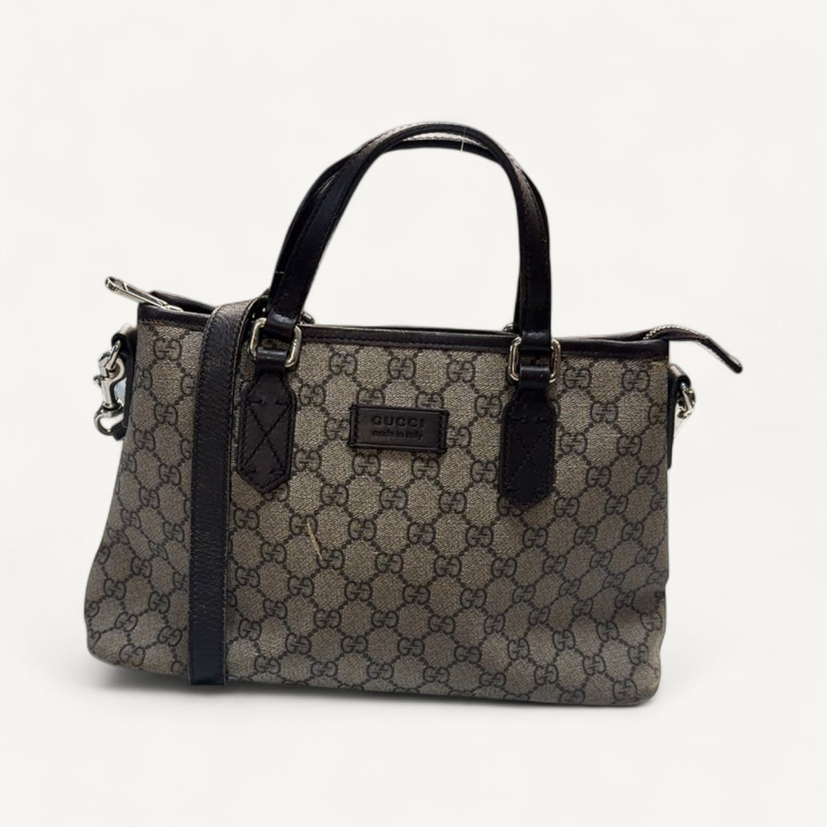Gucci Supreme Convertible Tote Messenger in Dark Brown
