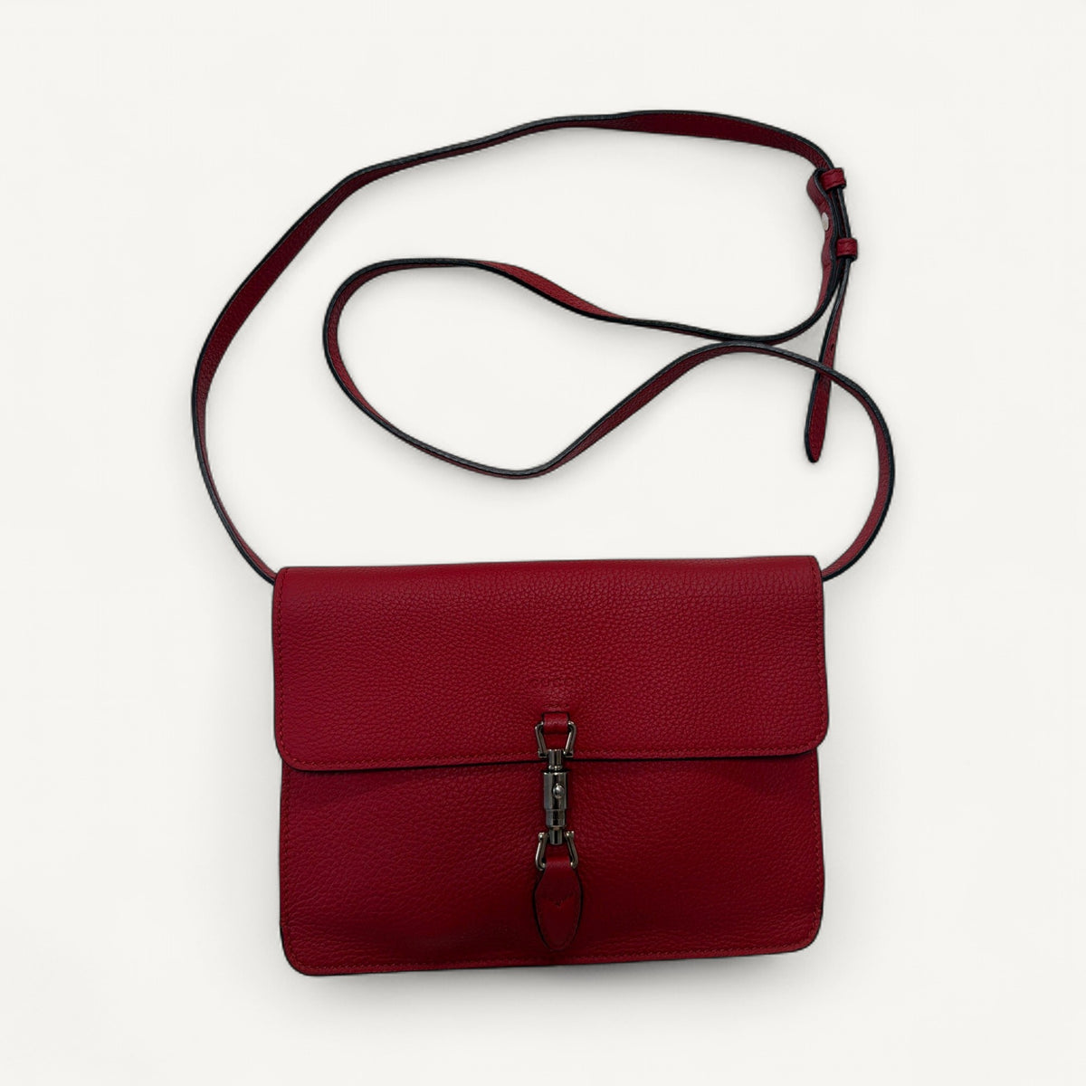Gucci Piston Lock Jackie Flap Crossbody in Red