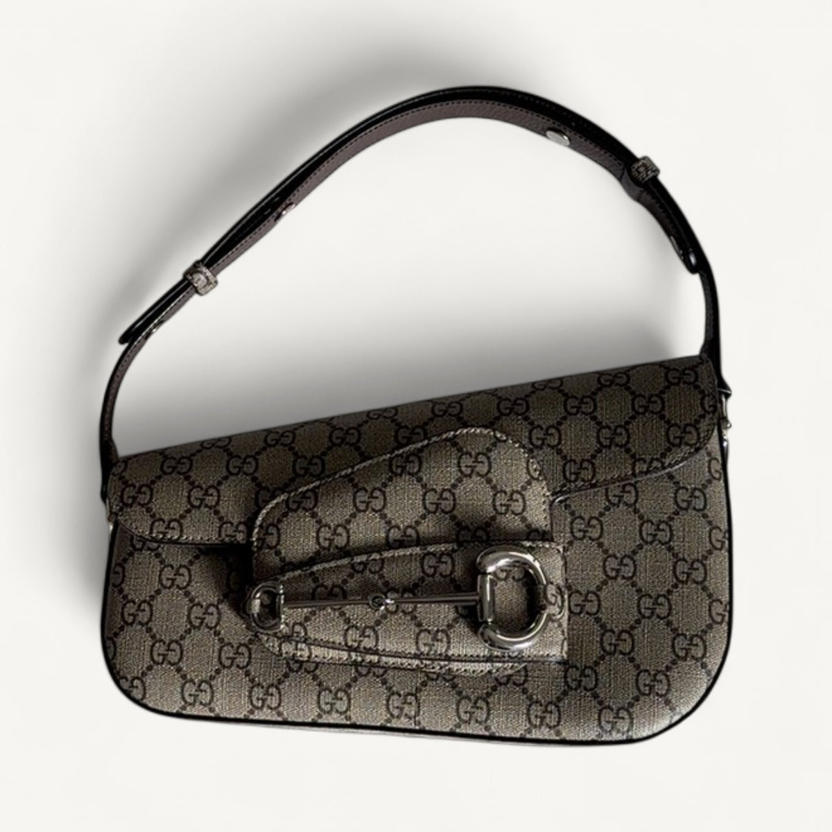 Gucci Horsebit Asymmetric Shoulder Bag in Gray