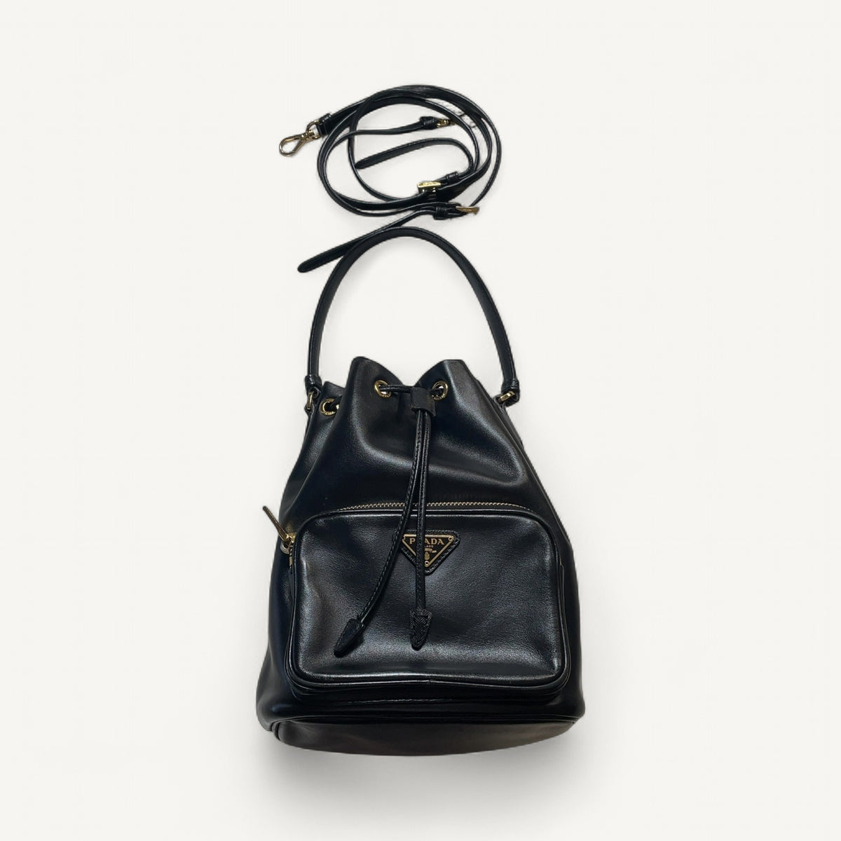 Prada Leather Bucket Bag in Black
