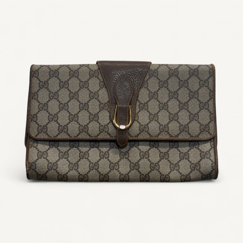 Gucci Vintage GG Canvas Clutch in Brown