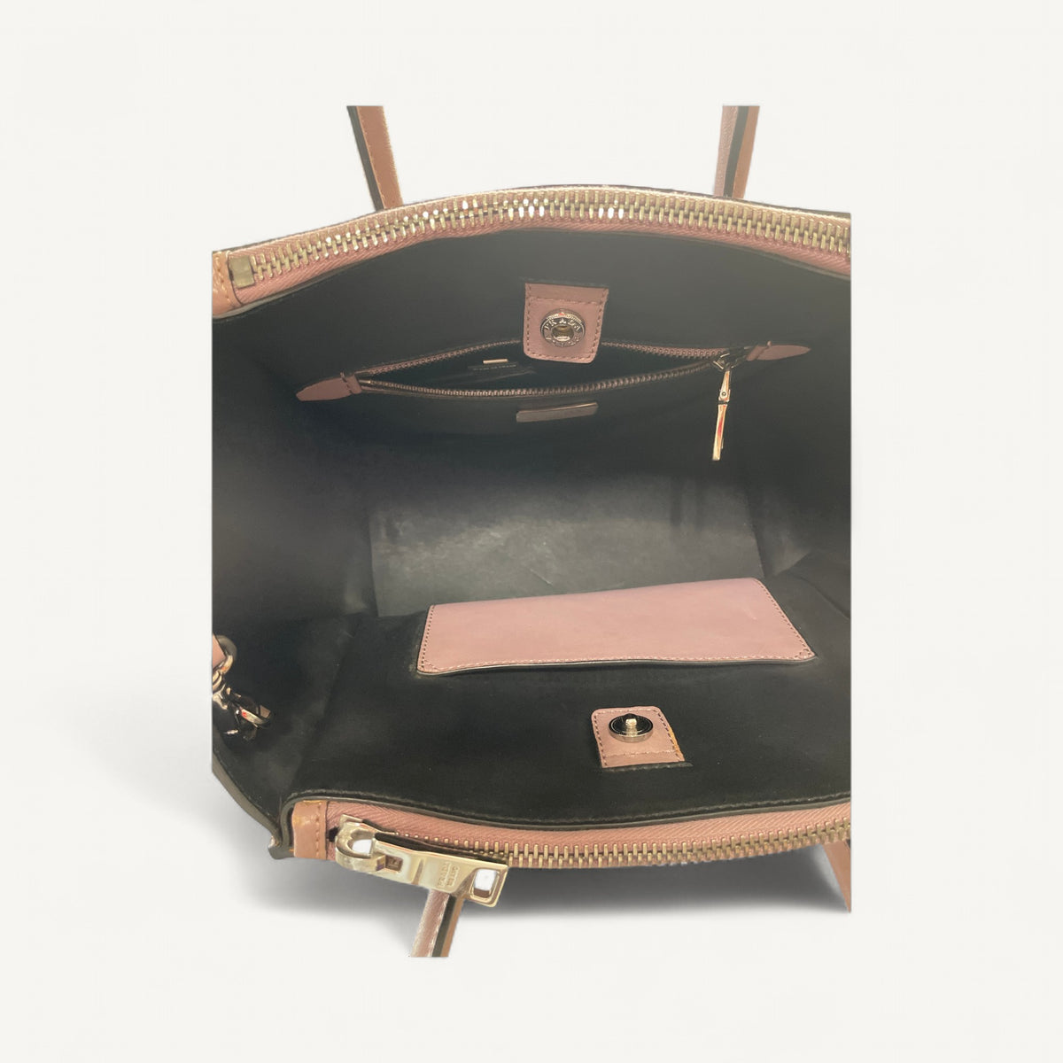 Prada Leather Vitello Daino Convertible Twins Tote Crossbody Bag