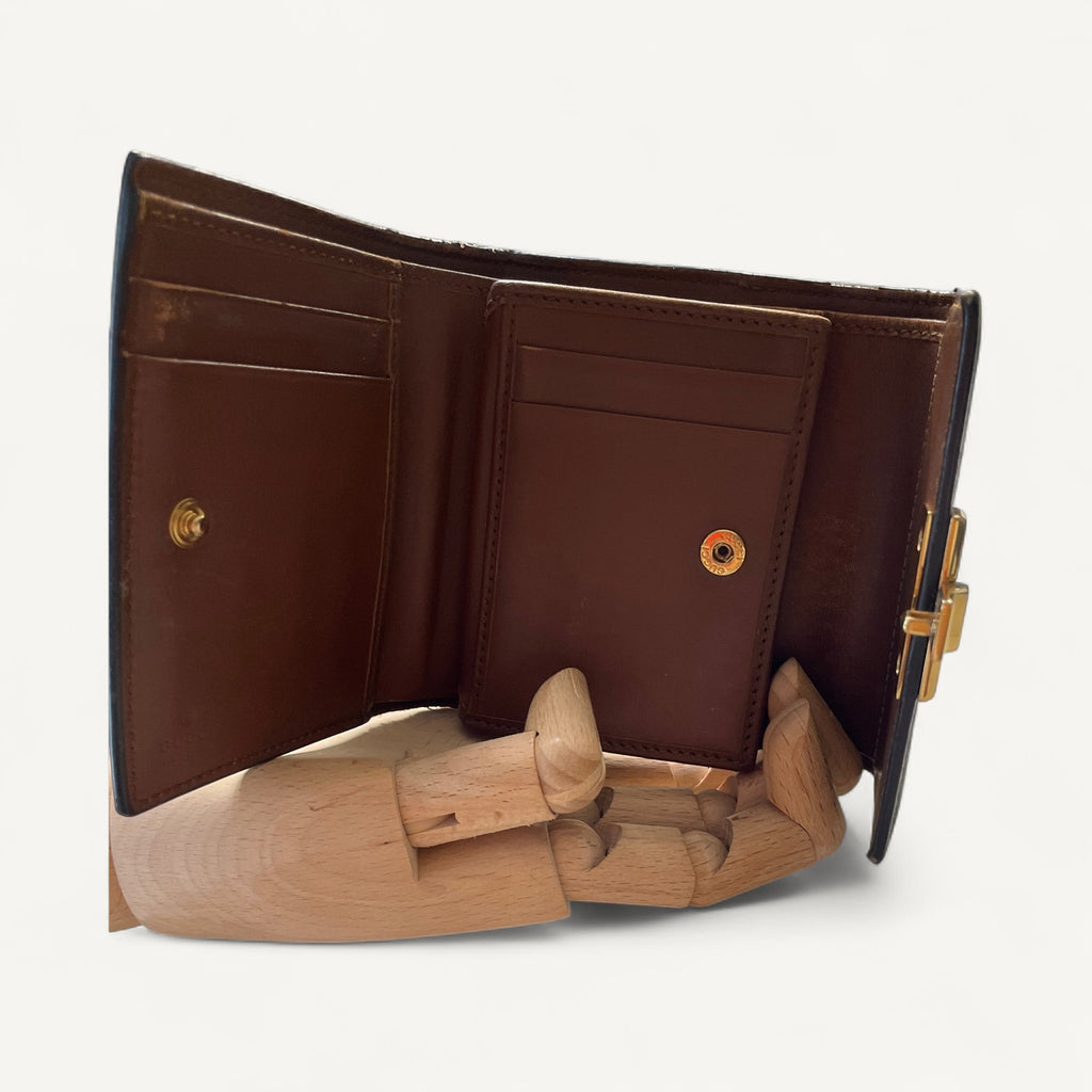 Gucci GG Padlock Canvas Wallet in Brown
