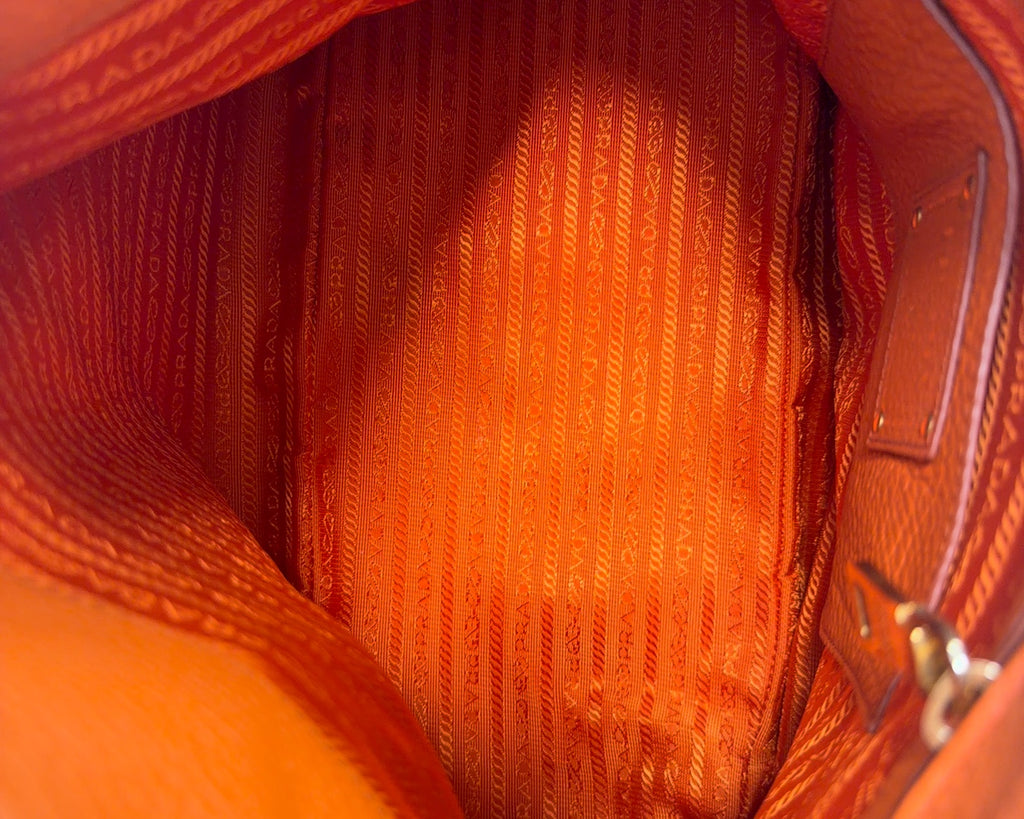 Prada Vitello Daino Convertible Tote in Orange
