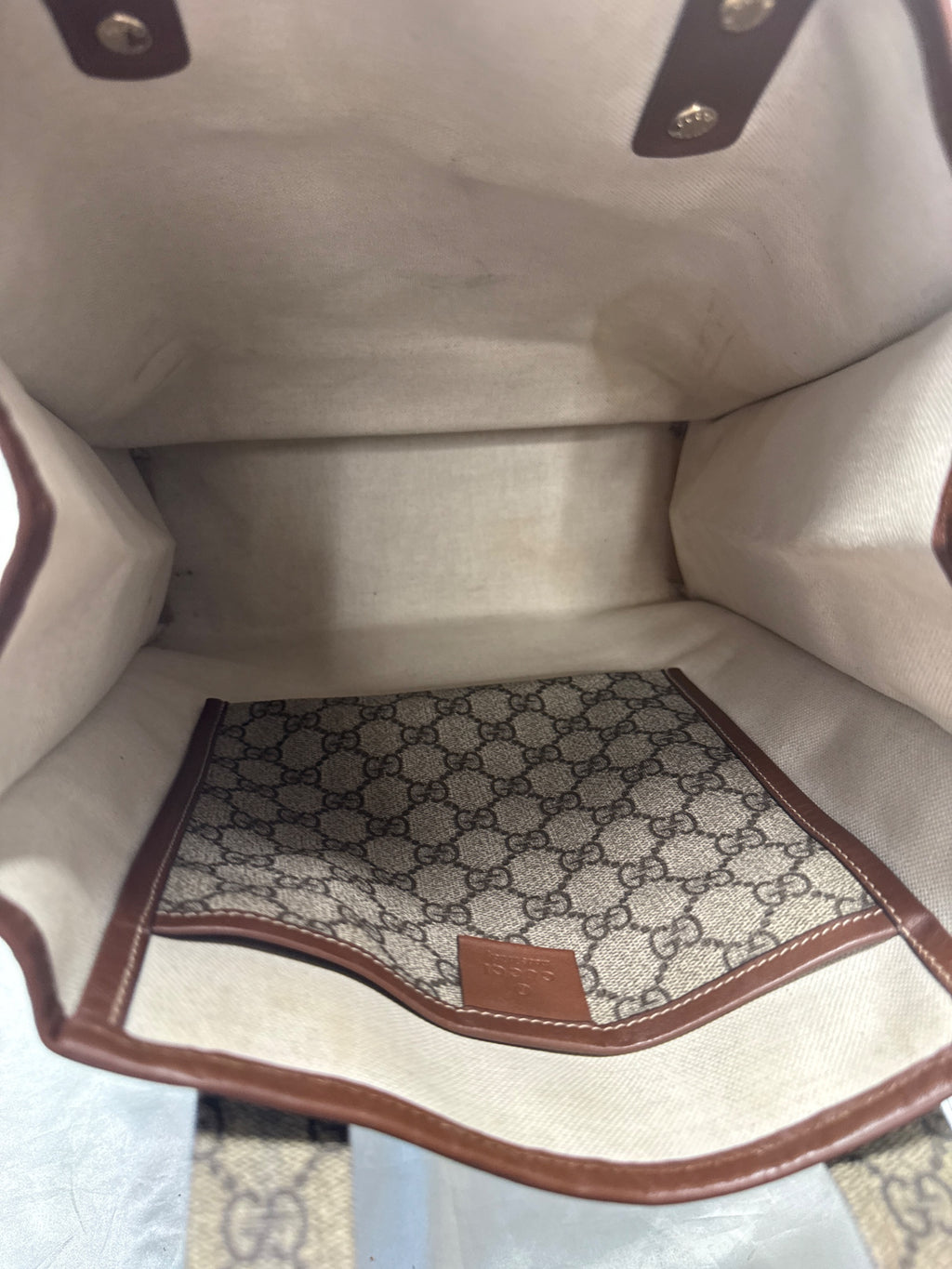 Gucci GG Supreme Canvas Tote in Dark Brown