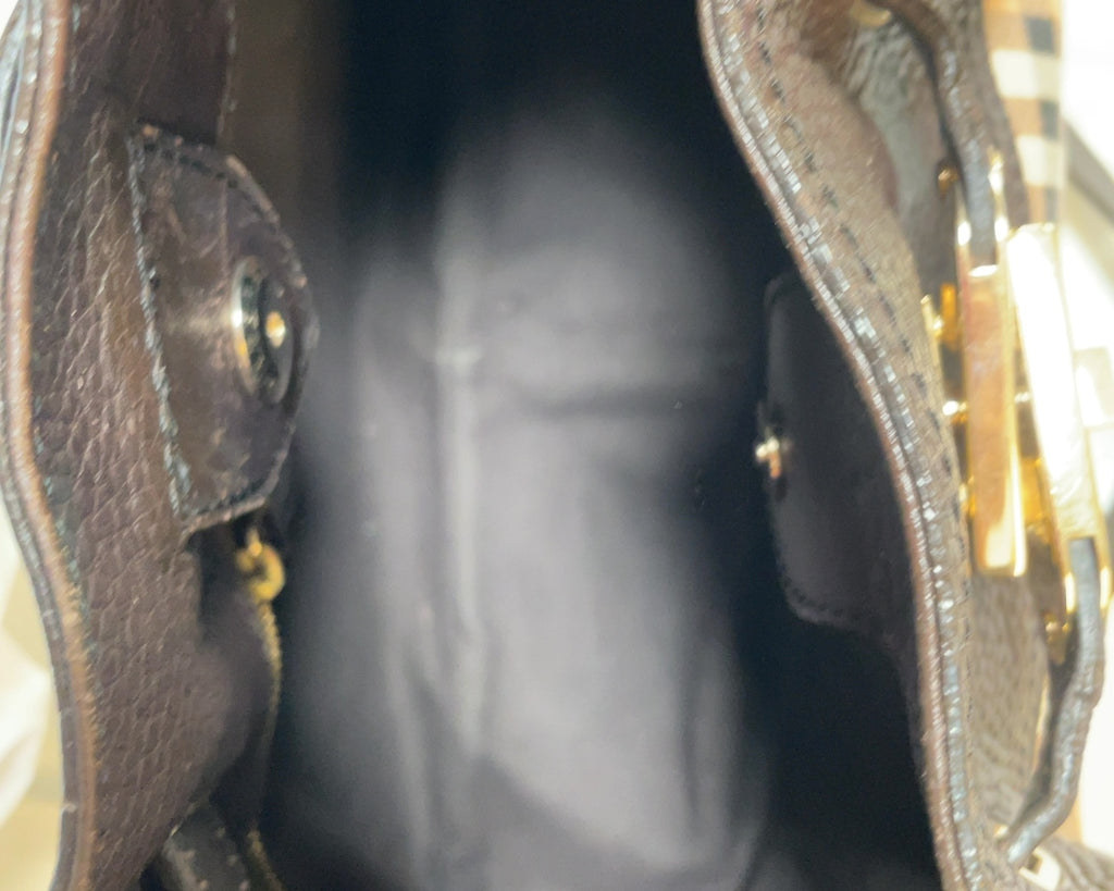 Burberry Haymarket Check Shoulder Bag in Brown & Dark Brown