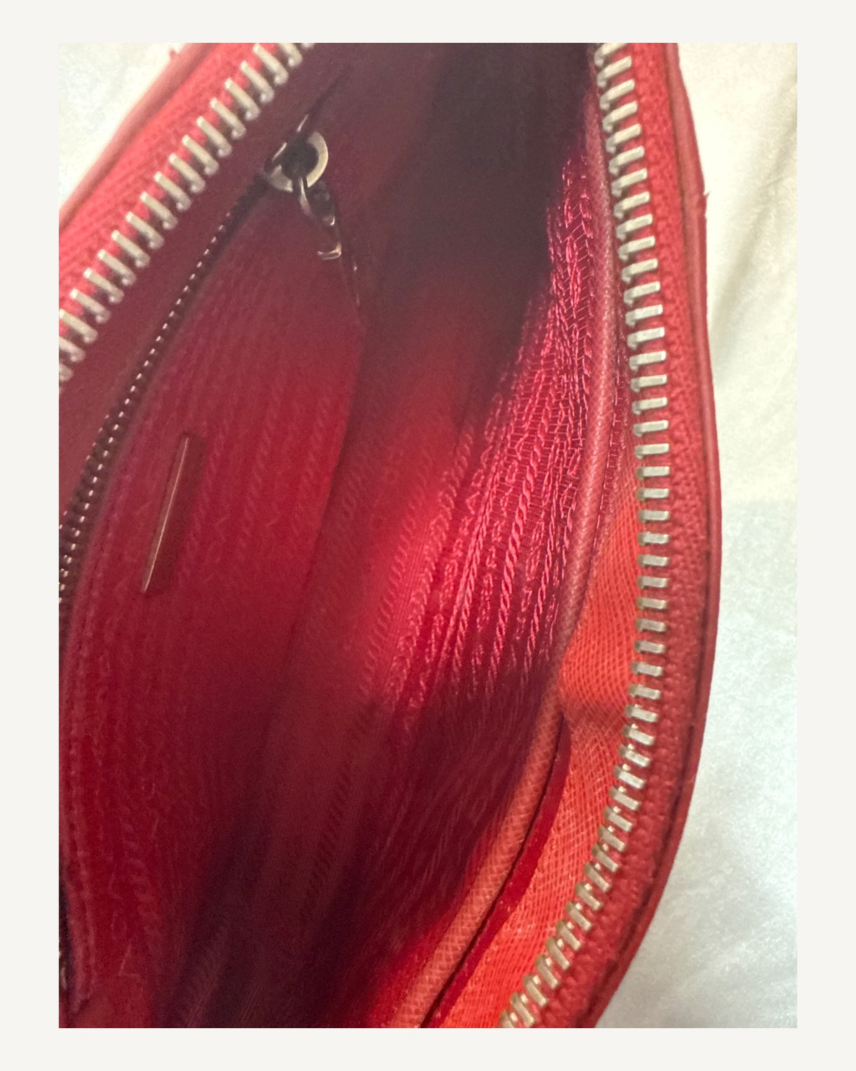 Prada Red White Clutch in White & Red