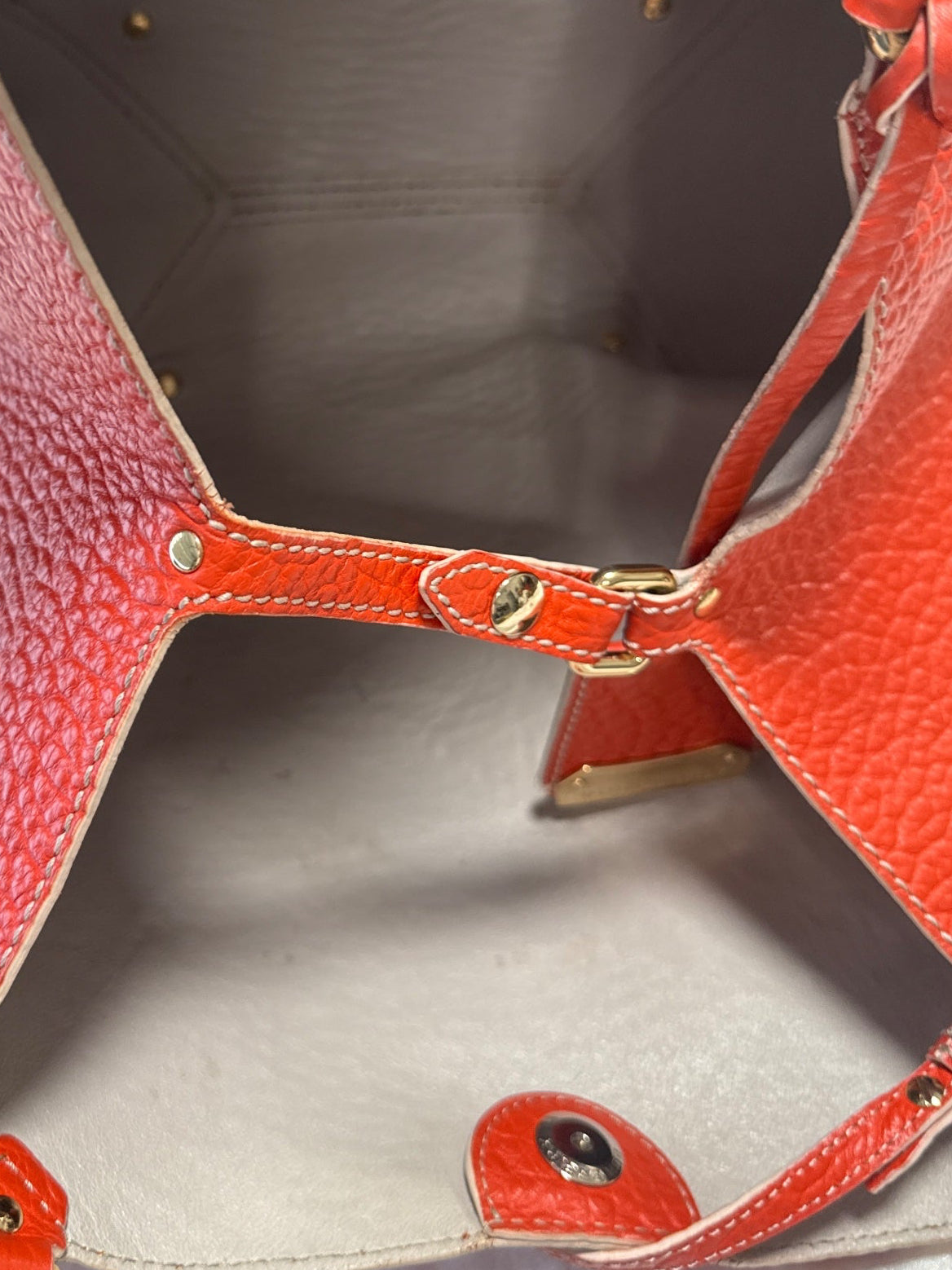 Burberry Embossed Check Tote in Orange