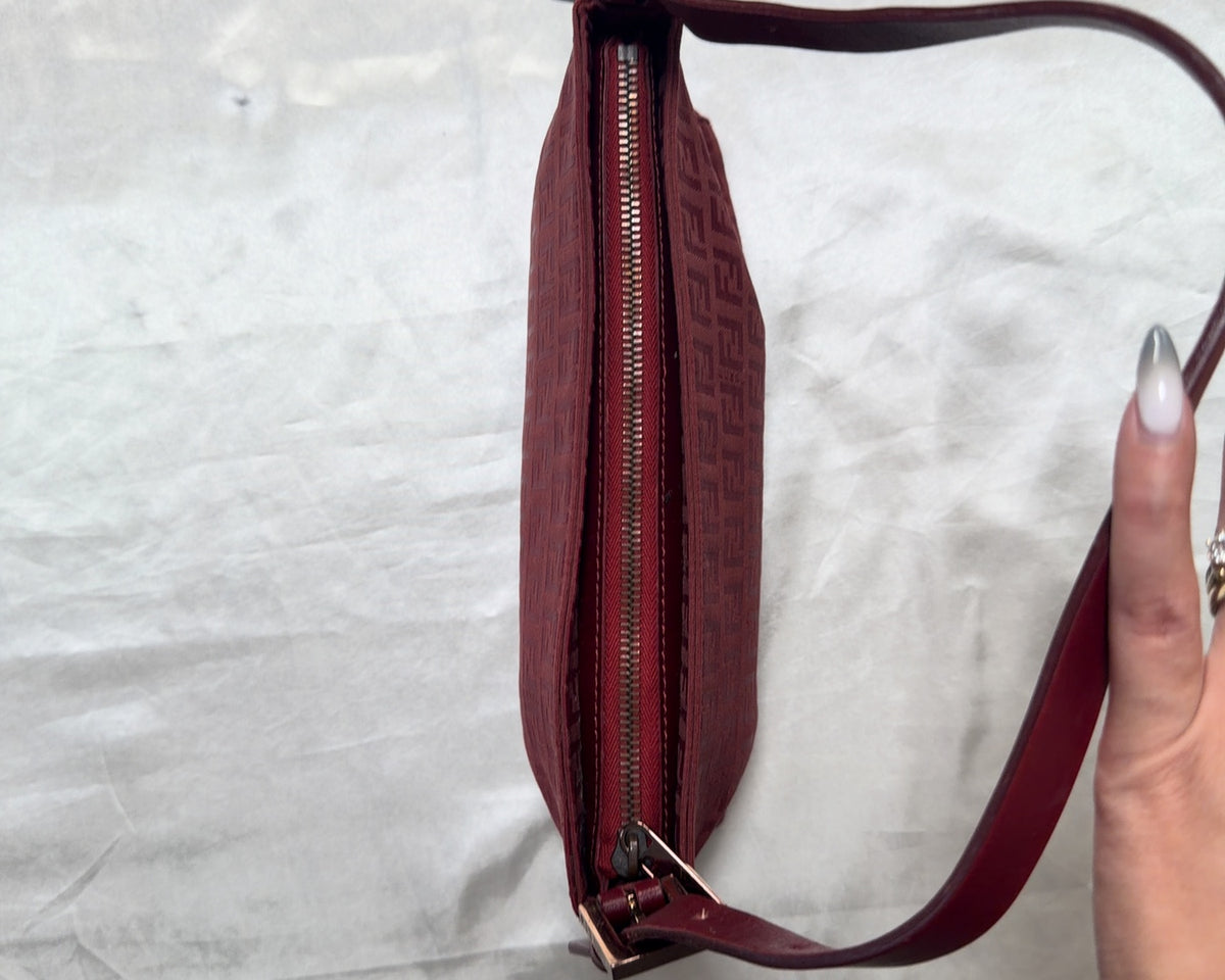 Fendi Zucca Canvas Pochette Shoulder Bag in Red