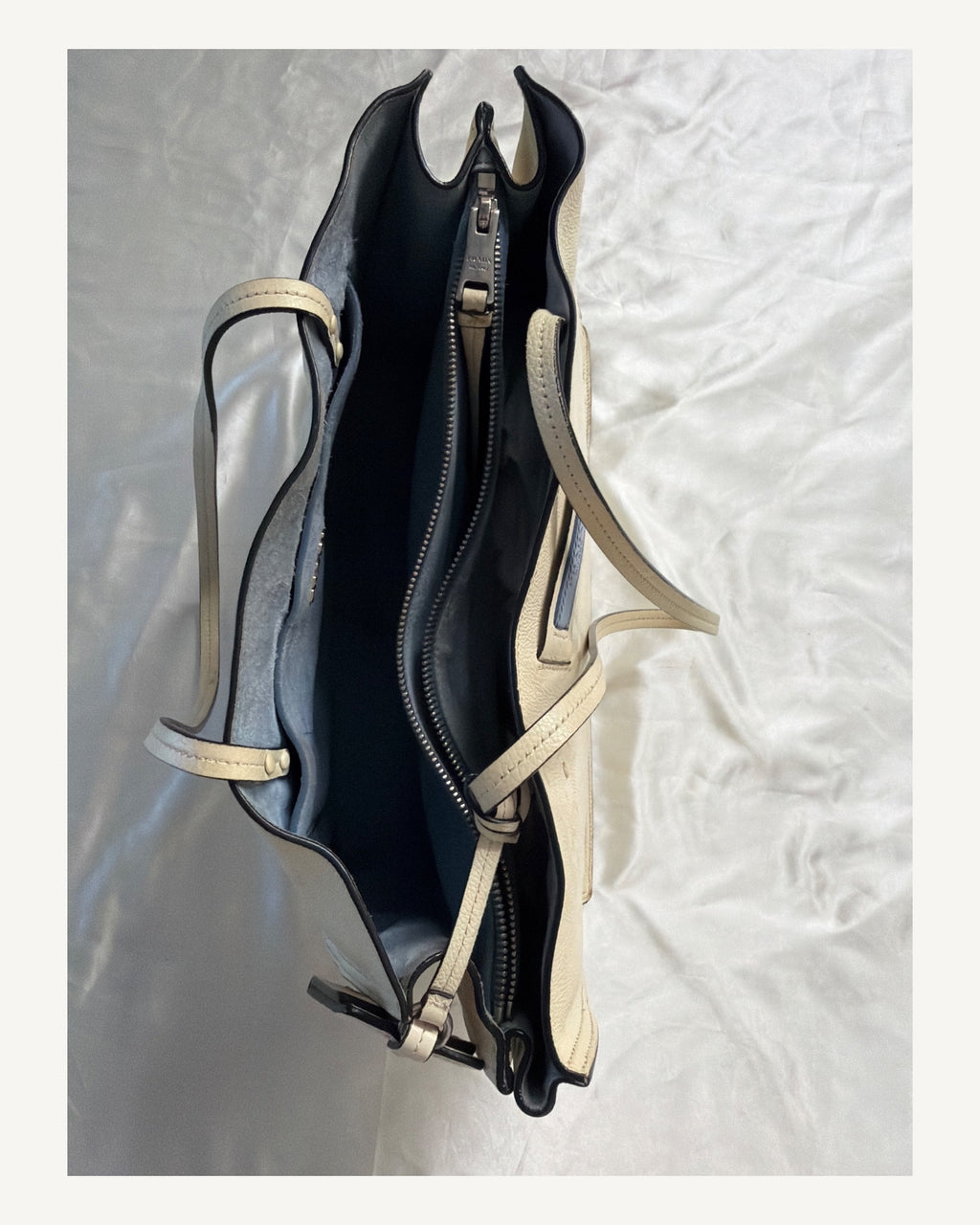 Prada Glace Calf Etiquette Leather Tote in White
