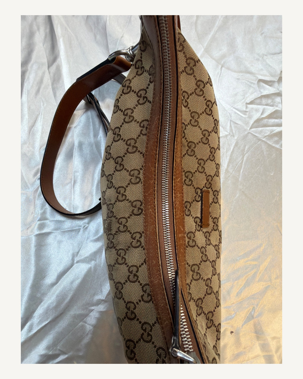 Gucci Halfmoon Web Crossbody Messenger in Brown