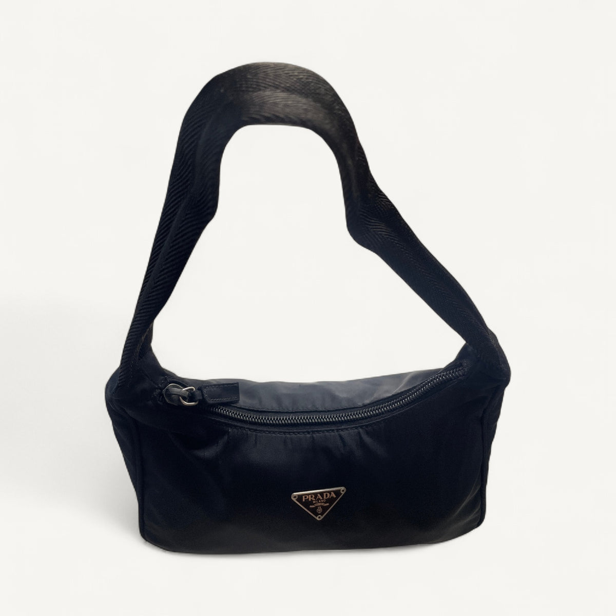Prada Vintage Nylon Tessuto Shoulder Bag in Black