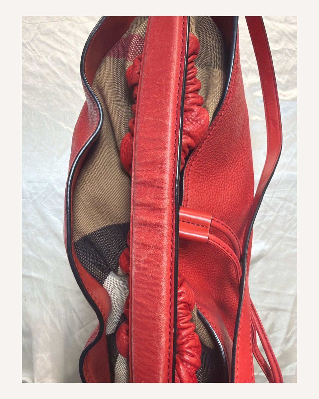 Burberry Bucket Hobo Messenger Bag in Red