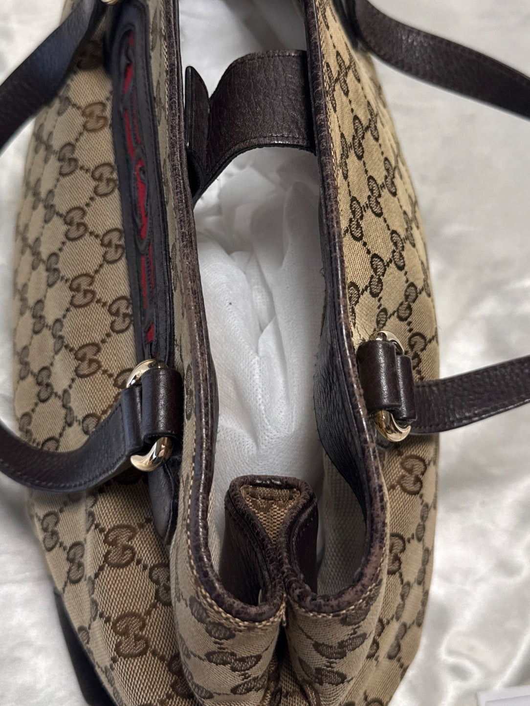 Gucci GG Canvas Tote in Dark Brown