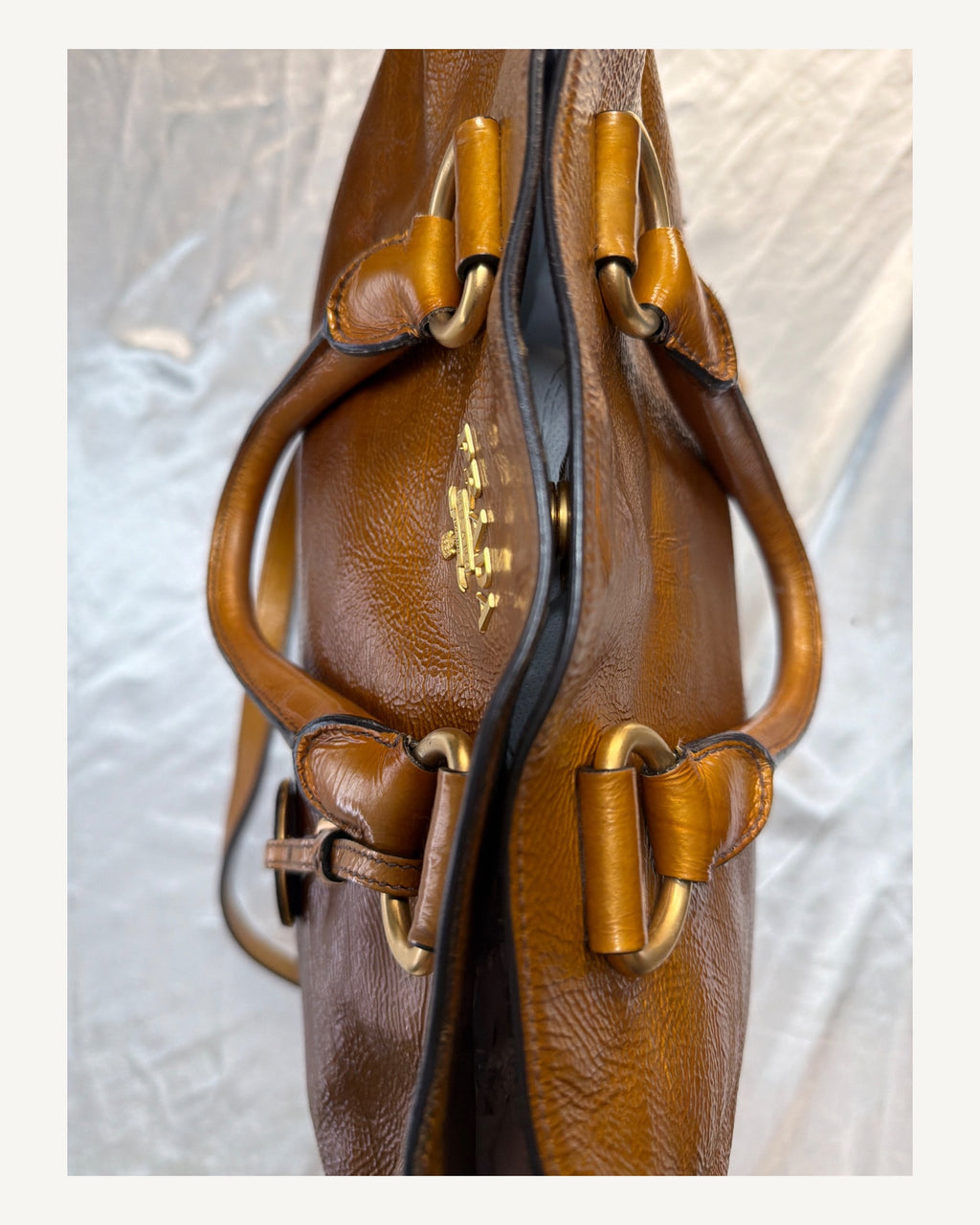 Prada Vitello Shine Convertible Messenger Ombre Messenger Bag in Brown