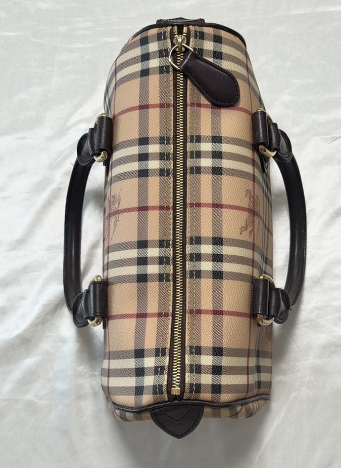 Burberry Haymarket Check Satchel in Brown