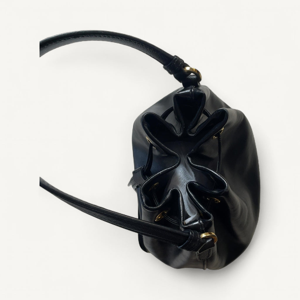 Prada Leather Bucket Bag in Black