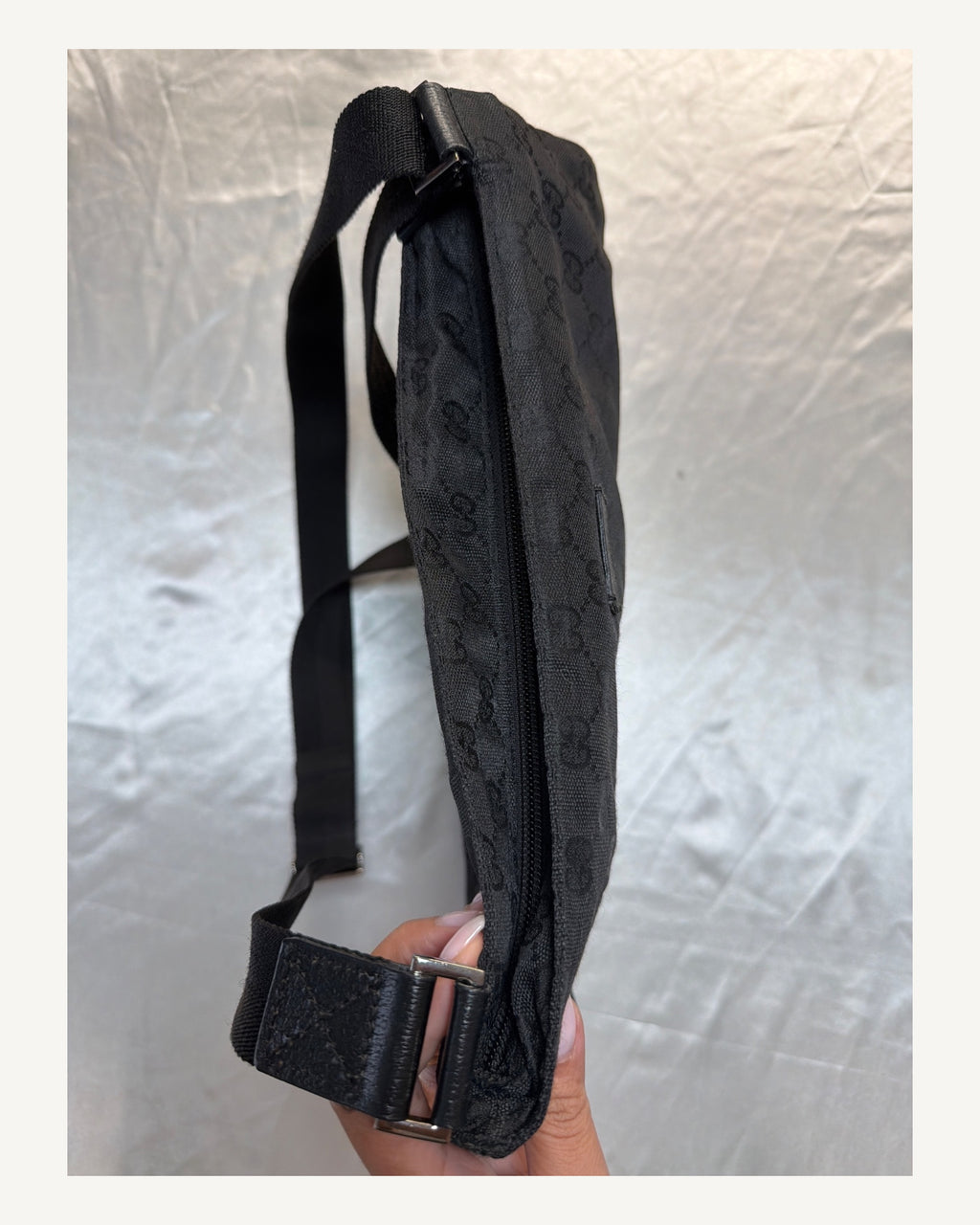 Gucci Monogram Canvas Nylon Messenger Crossbody in Black