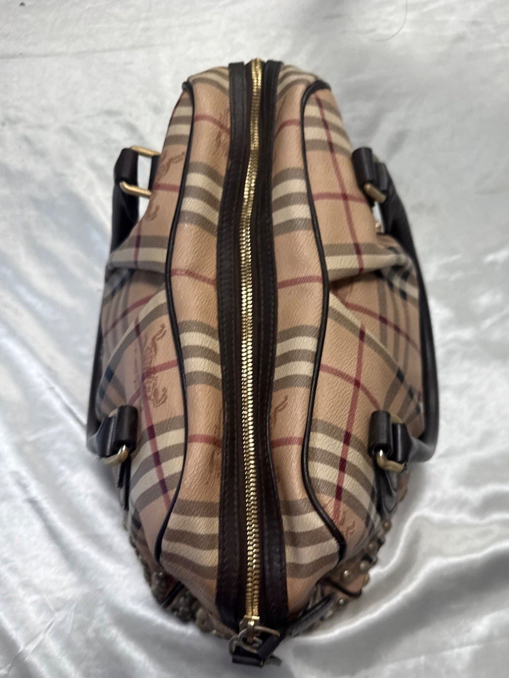 Burberry Haymarket Check Studded Bag in Brown