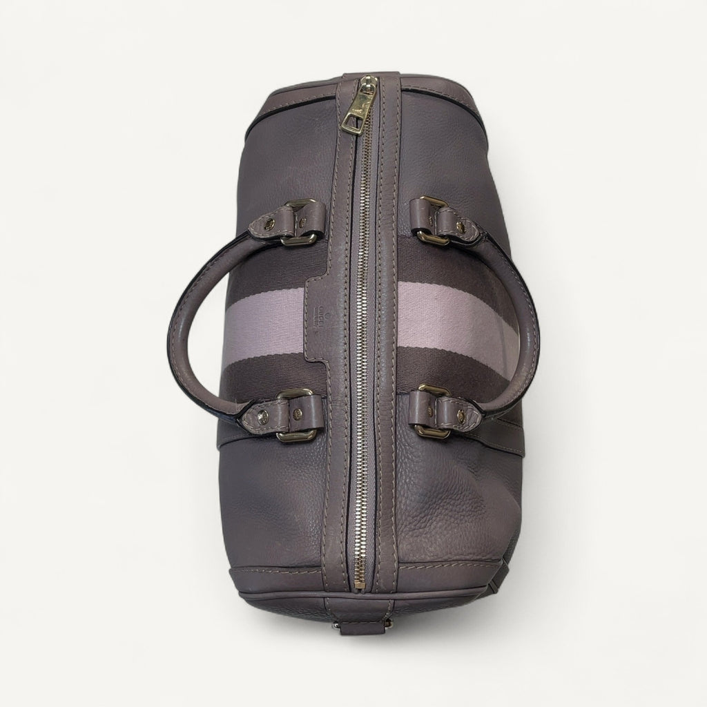 Gucci Web Stripe Boston Bowler Bag in Gray